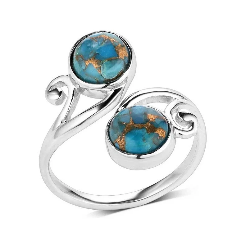 Women’s diamond anniversary rings-Montana Silversmiths Ring Womens Perfect Harmony Turquoise Wrap RG5876 - Silver