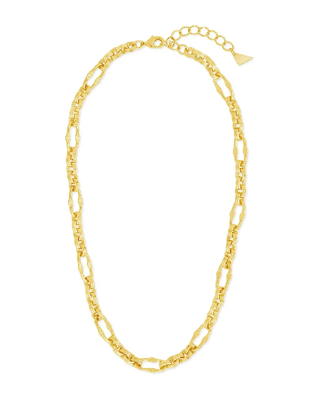 Women’s anniversary necklaces-Tegan Textured Long Link Necklace