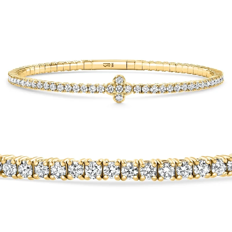 Women’s multi-layer bracelets-3.70Ct Diamond Flexible Tennis Bangle Bracelet Yellow Gold Lab Grown