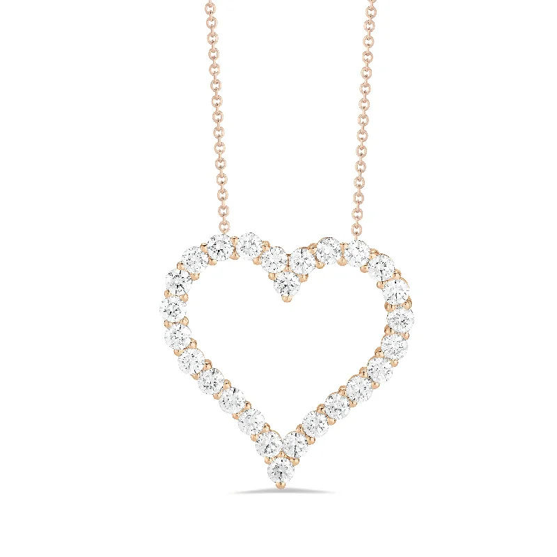 Women’s anniversary diamond necklaces-Diamond Large Heart Pendant Necklace