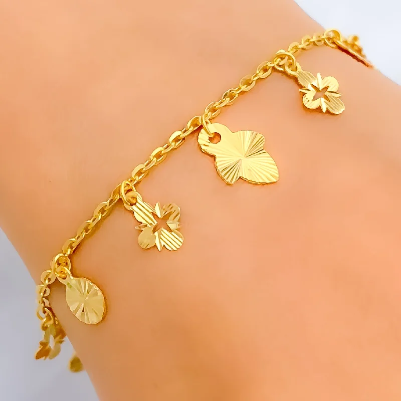 Women’s stackable bracelets-Trendy Stately 22K Gold Charm Bracelet