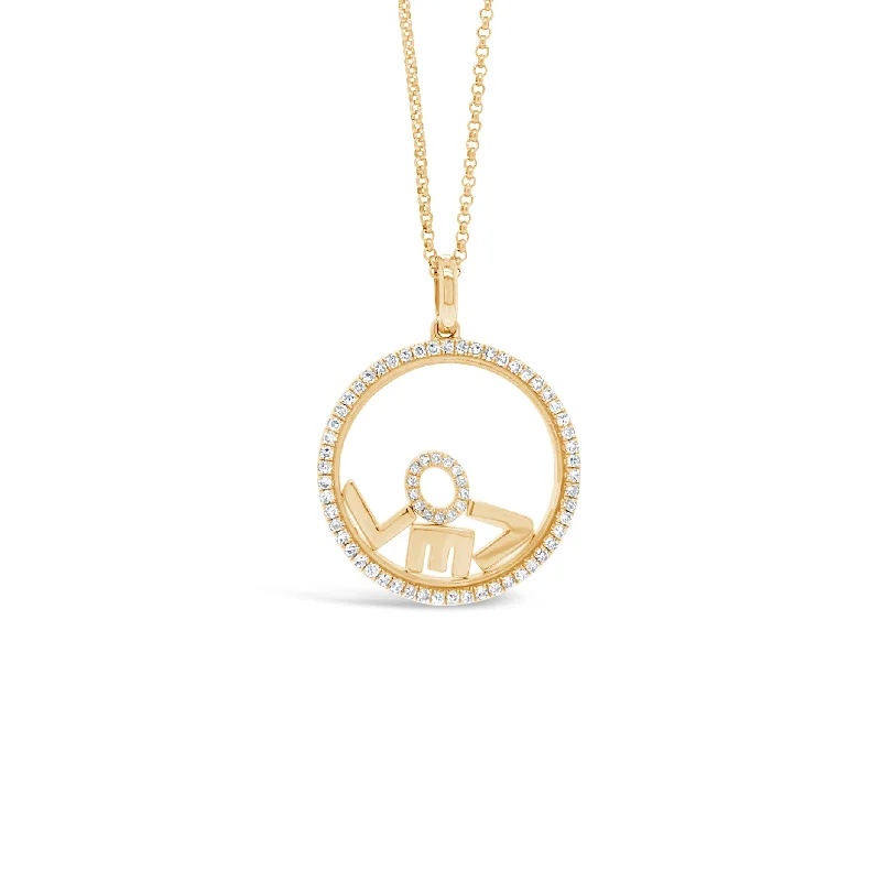 Women’s diamond and gold necklaces-Diamond "Love" Pendant Necklace