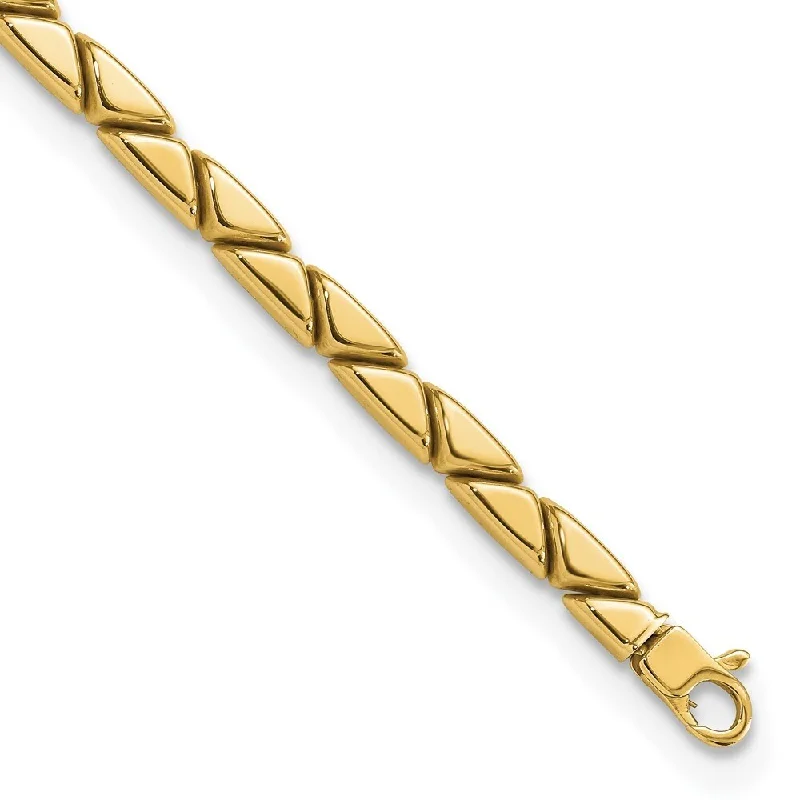 Women’s tennis bangles-14k Yellow Gold Triangles Stampato Bracelet, 7.5" (W-4.8mm)