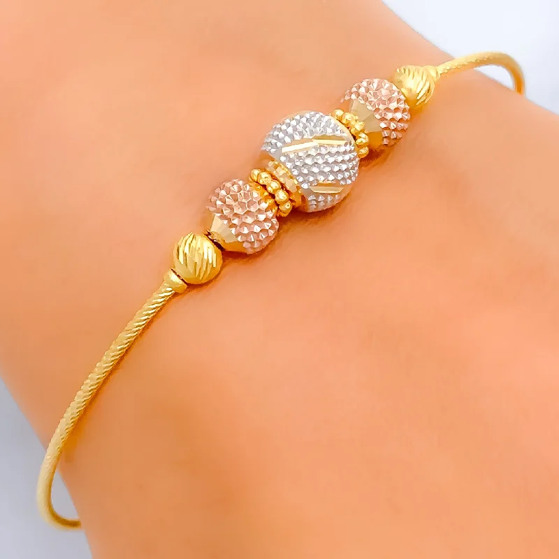 Women’s pearl bracelets-Radiant Multi-Colored 22k Gold Bangle Bracelet