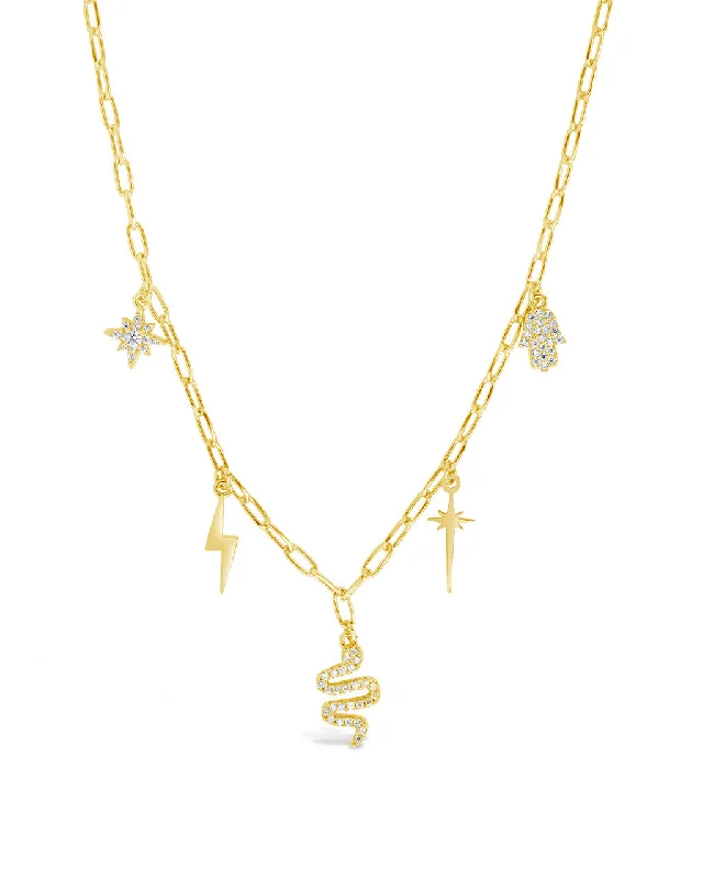 Women’s geometric necklaces-Juno CZ Celestial Charm Necklace