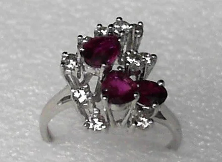 Women’s eco-friendly engagement rings-14K White Gold Ruby Diamond Ring, Estate