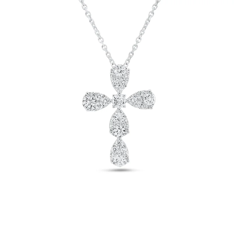 Women’s tennis necklaces-Diamond Teardrops Cross Pendant