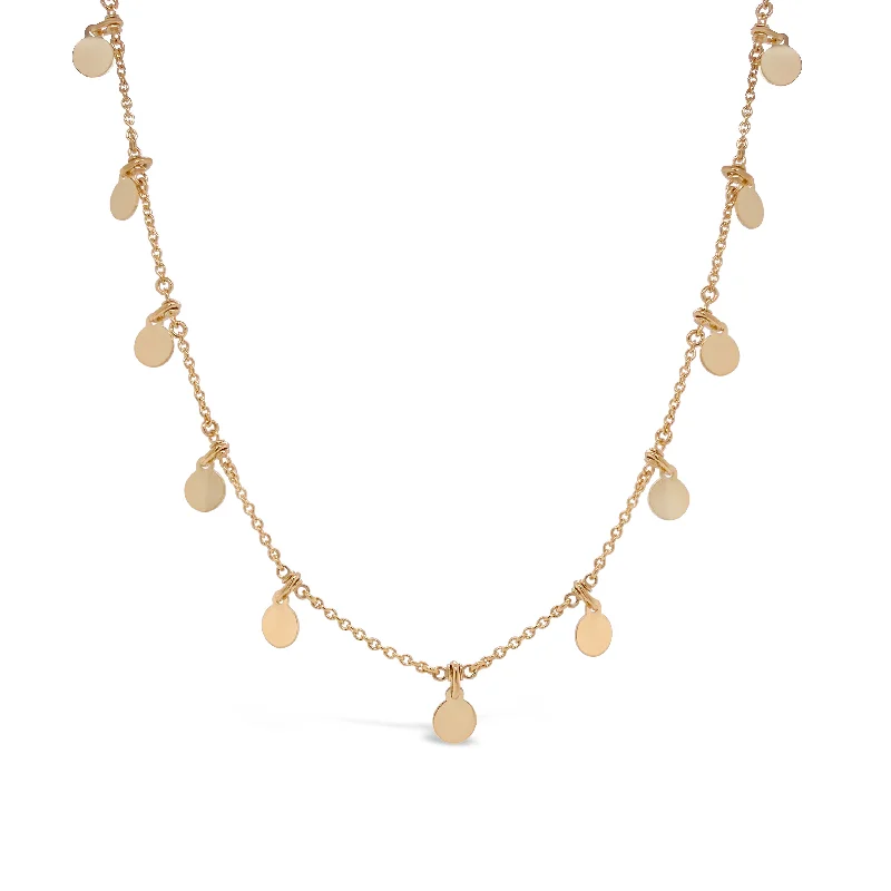 Women’s minimalist necklaces-Dangling Gold Disc Chain