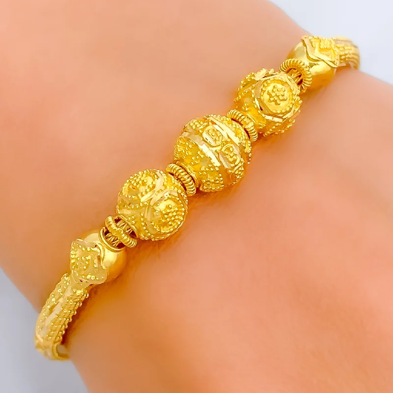 Women’s pearl bracelets-Exquisite Regal 22k Gold Flexi Bangle Bracelet