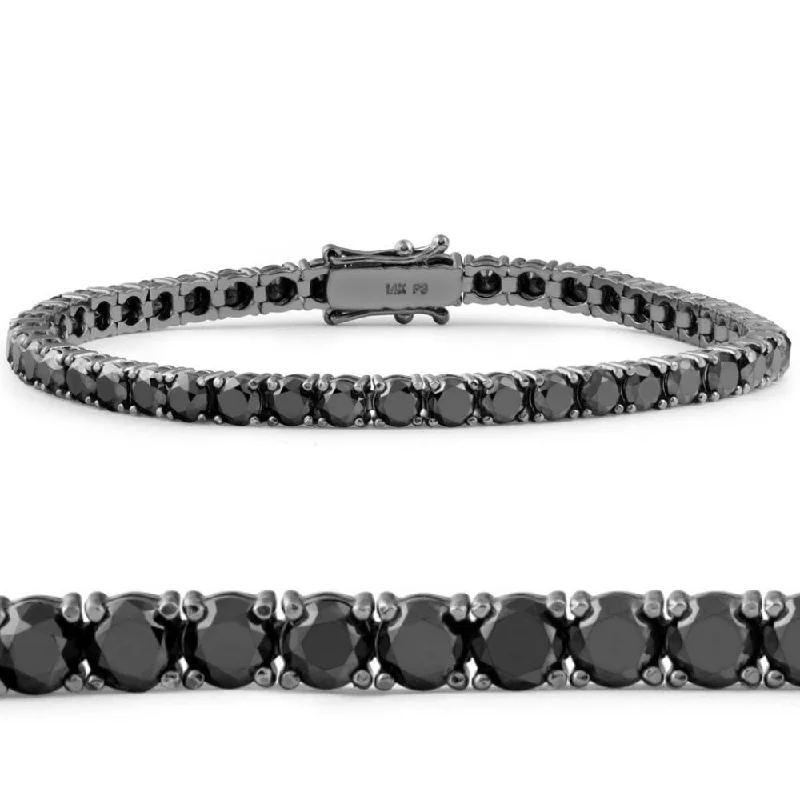 Women’s vintage bangles-10 1/2 Ct Black Diamond Tennis Bracelet Black Gold 7"