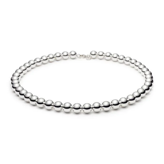 Women’s matching necklace sets-10mm Bead Necklace Sterling Silver