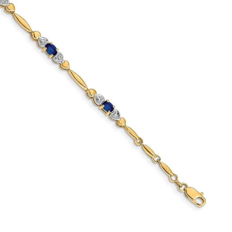 Women’s adjustable bangles-Curata 14k Diamond and Sapphire Bracelet