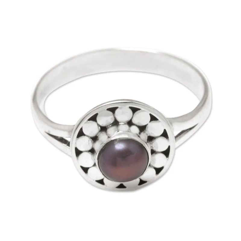 Women’s rose gold rings-Novica Handmade Fabulous Flair Cultured Pearl Single-Stone Ring