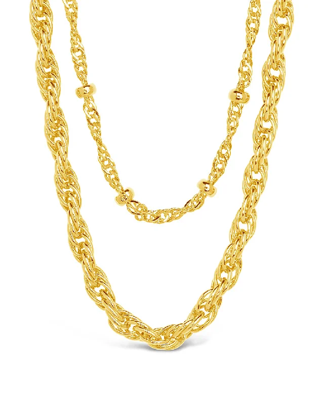 Women’s long gold necklaces-Raya Layered Chain Necklace