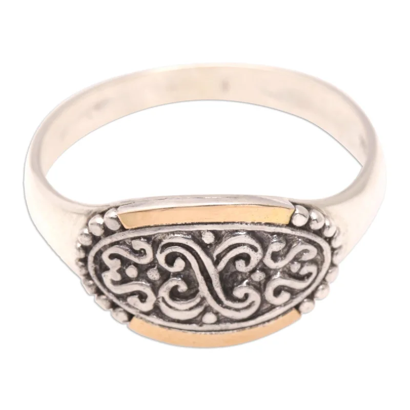 Women’s platinum anniversary rings-Novica Handmade Noble Tradition Gold-Accented Cocktail Ring