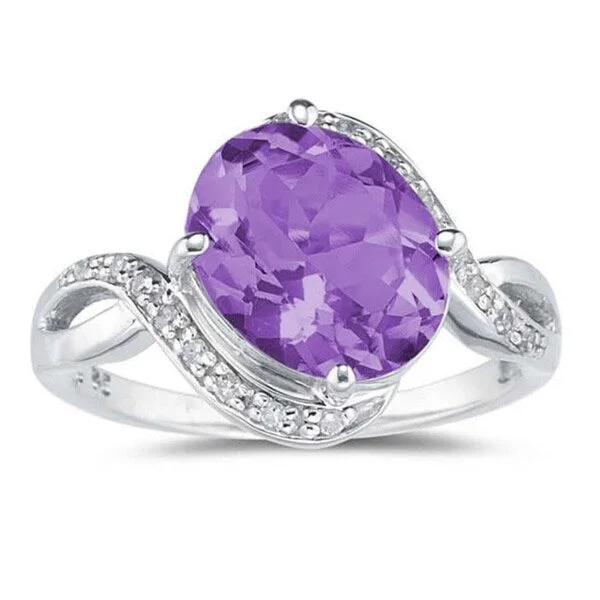 Women’s men’s rings-Marquee Jewels 10k White Gold Amethyst and 1/10ct TDW Diamond Ring (I-J, I2-I3)