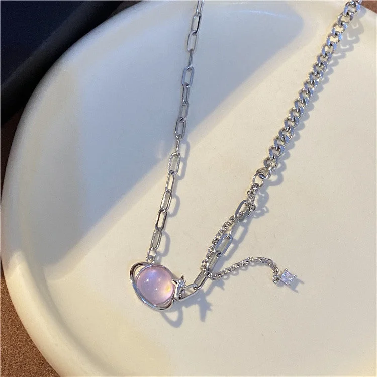 Pink Planet Titanium Steel Necklace