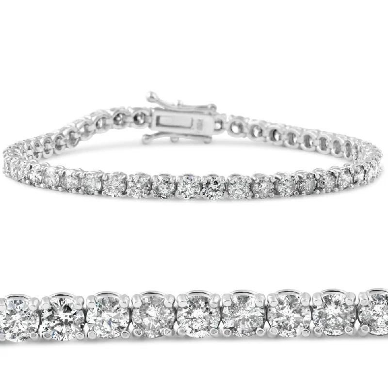 Women’s handmade charm bangles-6ct TDW Diamond Tennis Bracelet White Gold 7 Inches