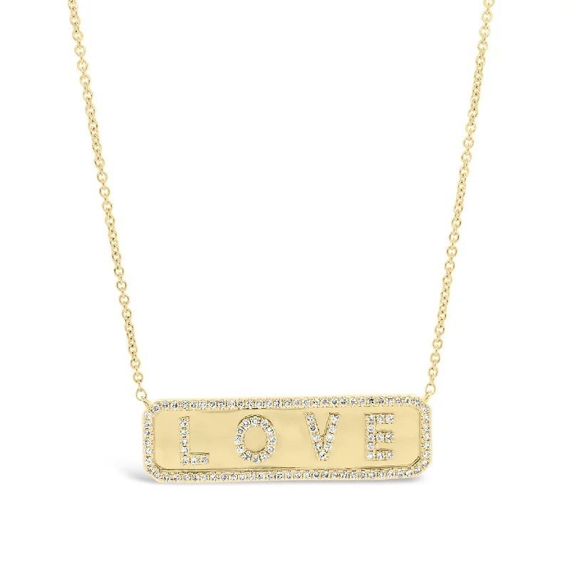 Women’s long gold necklaces-Diamond ‘LOVE’ Bar Necklace