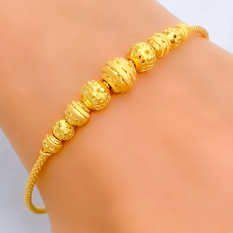 Women’s cuff bracelets with charms-Charming Dressy 22k Gold Bangle Bracelet