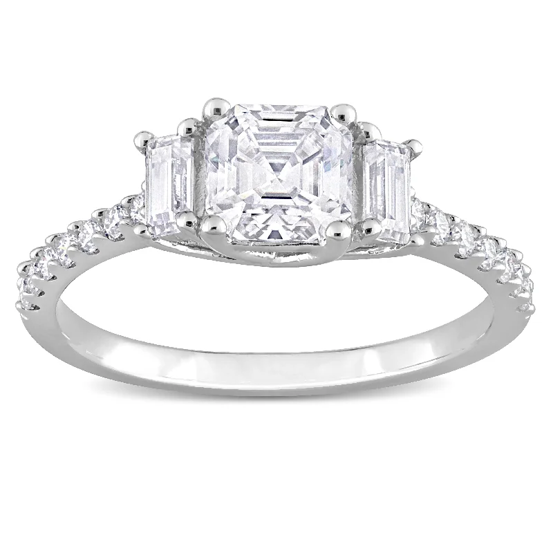 Women’s men’s rings for women-Miadora 1 1/3ct DEW Created Moissanite Three Stone Ring in Sterling Silver