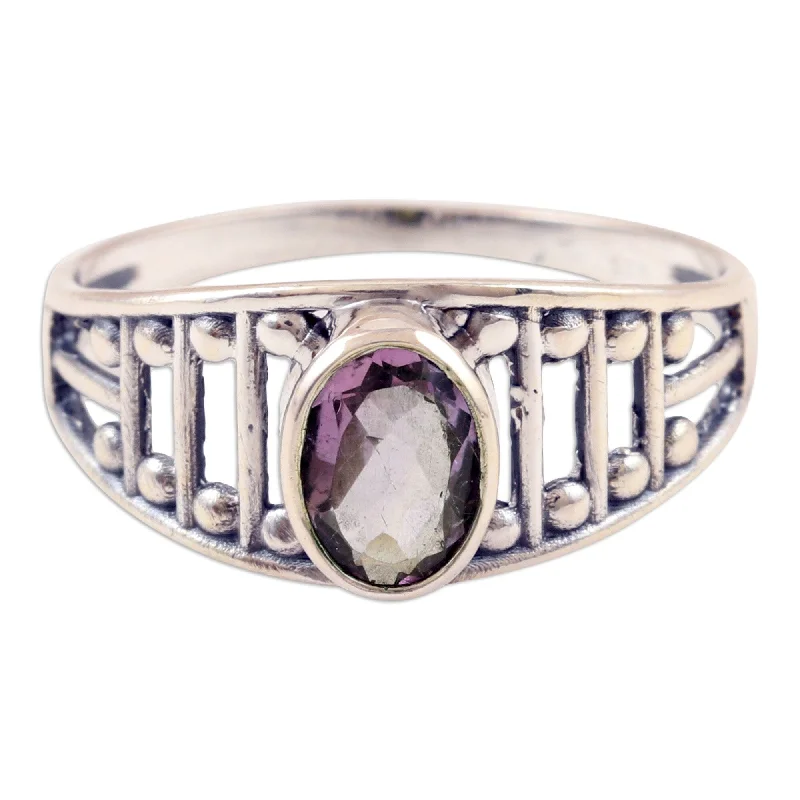 Women’s moonstone rings-Novica Handmade Wise Dazzle Amethyst Single Stone Ring