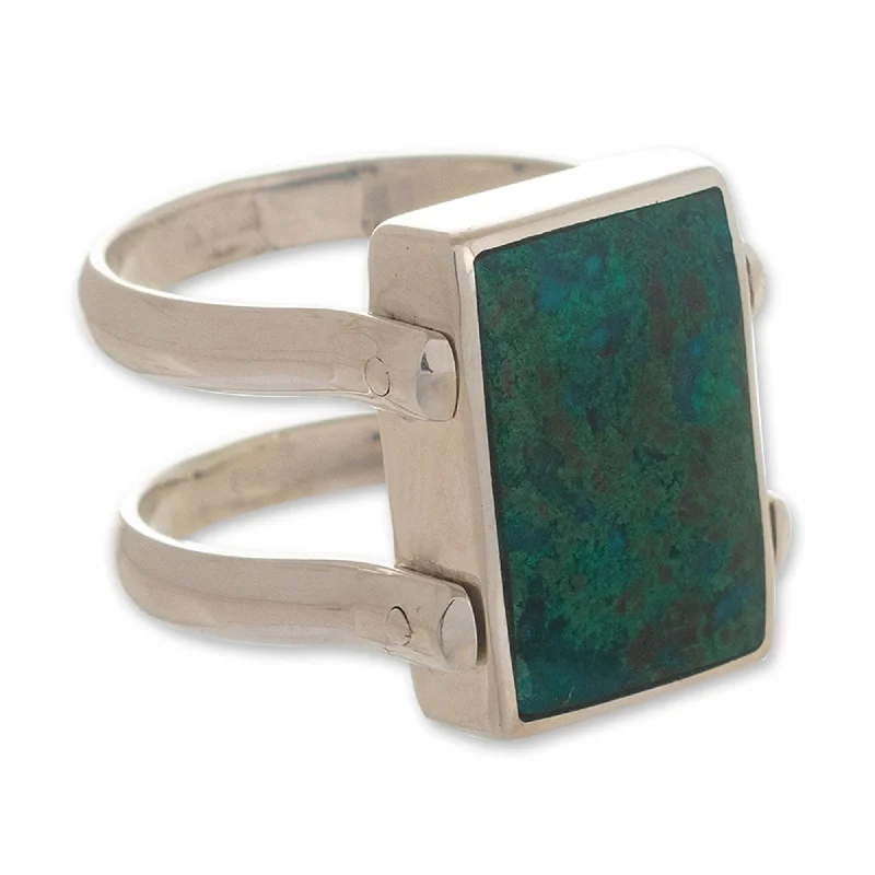 Women’s large rings-Novica Handmade Mood Change Reversible Chrysocolla And Sodalite Cocktail Ring