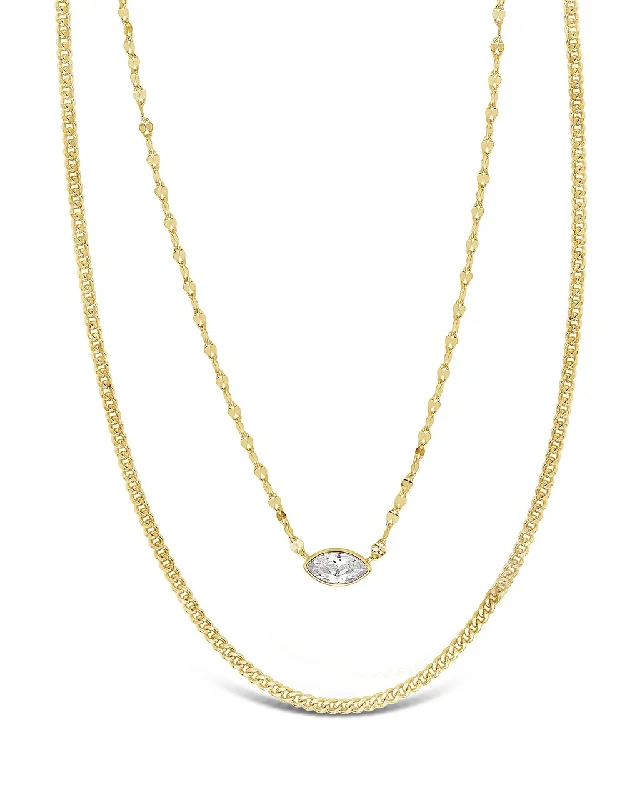 Women’s diamond and ruby necklaces-CZ Dainty Layered Necklace