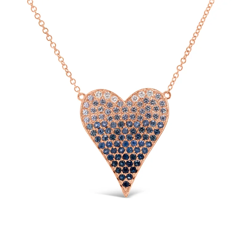 Women’s trendy chain necklaces-Sapphire Gradient Heart Pendant