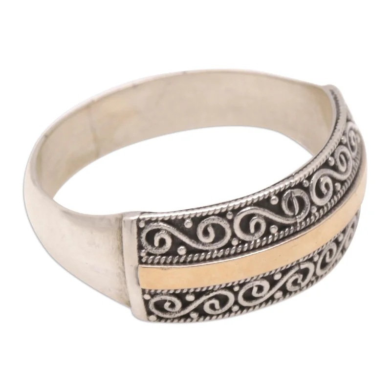 Women’s platinum rings-Novica Handmade Classic Nobility Gold-Accented Band Ring