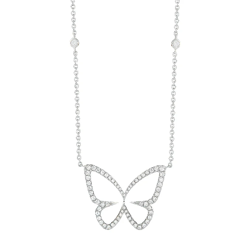 Women’s modern necklaces-Diamond Butterfly Cutout Pendant Necklace