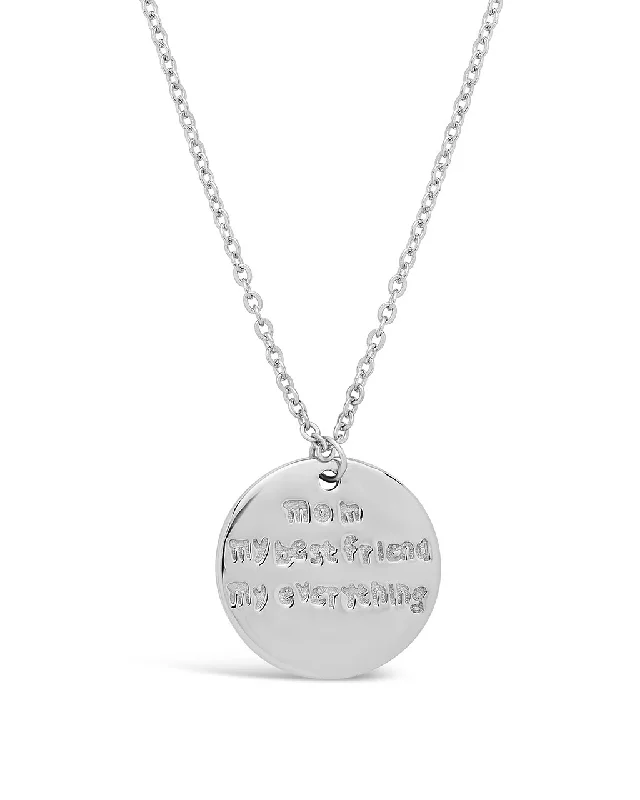 Women’s round pendant necklaces-Sterling Silver Mom, My Best Friend Pendant Necklace