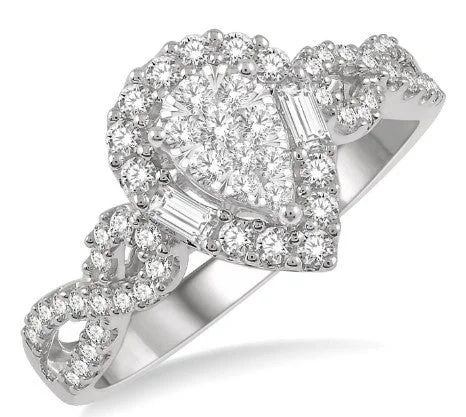 Women’s solitaire engagement rings-ASHI - DIAMOND CLUSTER ENGAGEMENT RING - 0.55 TCW