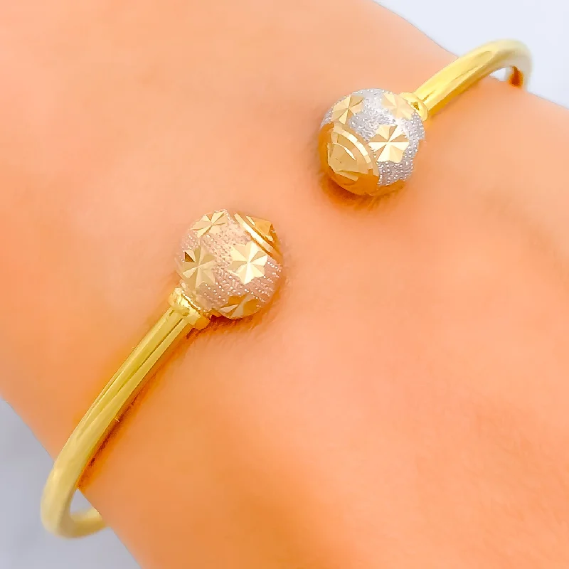 Women’s charm bracelets-Radiant Floral 22k Gold Bangle Bracelet