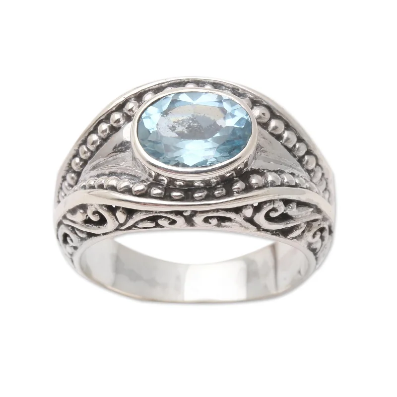 Women’s princess-cut rings-Novica Handmade Party Jewels Blue Topaz Cocktail Ring