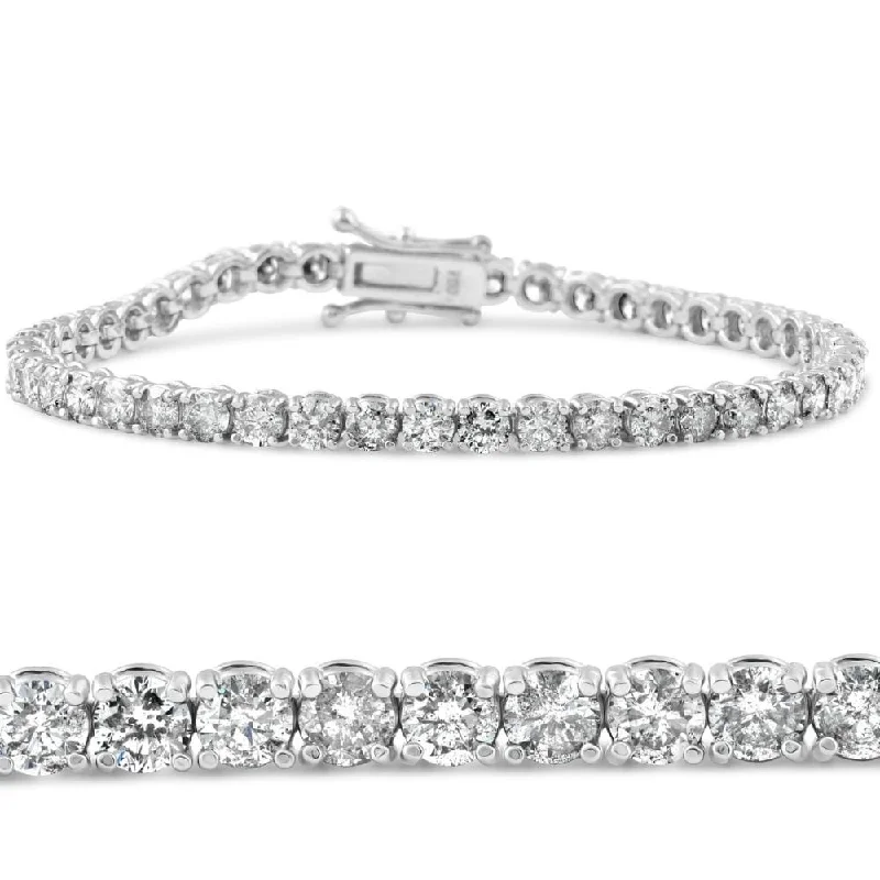 Women’s men’s style bracelets-5 5/8ct White Gold Round Diamond Tennis Bracelet