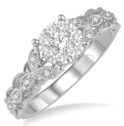 Women’s engagement rings with halo diamonds-LOVEBRIGHT DIAMOND ENGAGEMENT RING