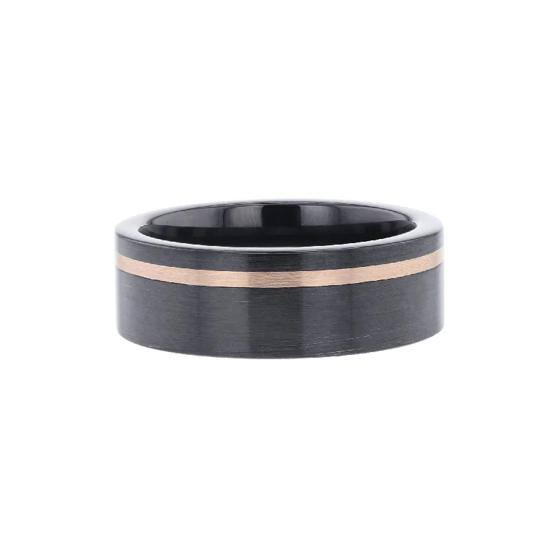 Women’s elegant engagement rings-Stanley Black Ceramic & 14 Karat Gold Wedding Ring