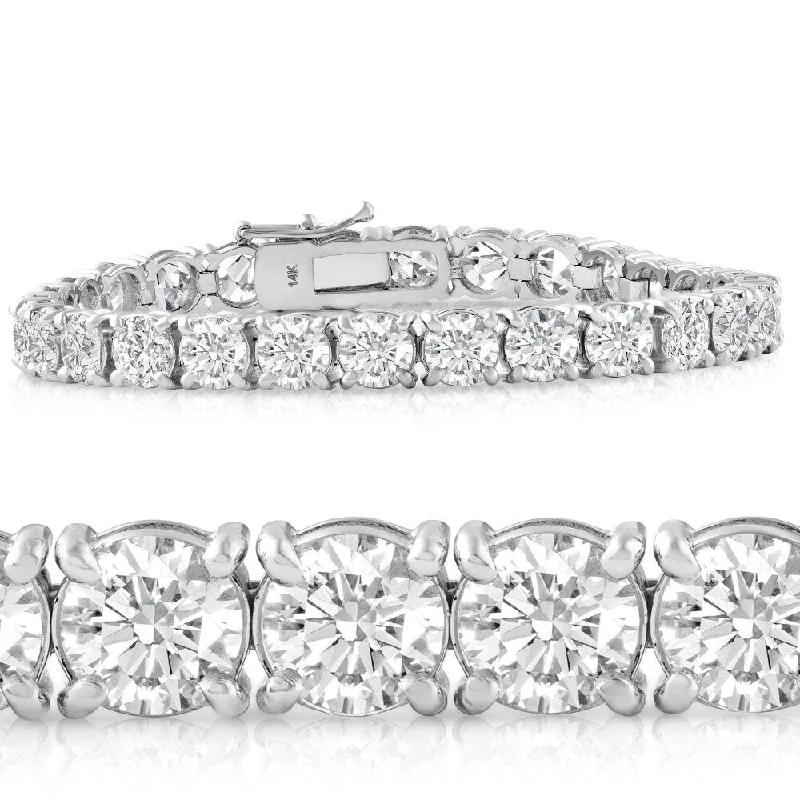 Women’s silver cuff bracelets-20 Ct Lab Grown Diamond Tennis Bracelet White Gold 7"