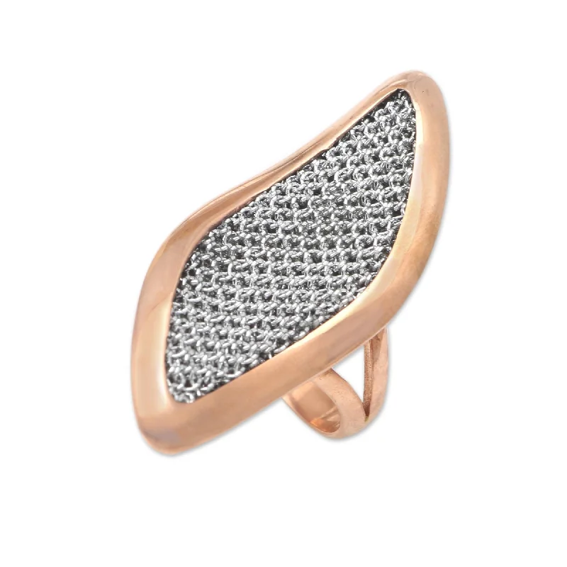 Women’s stackable wedding rings-Novica Handmade Rosy Leaves Rose Gold-Plated Cocktail Ring