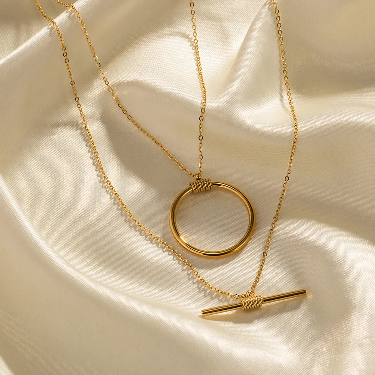 Women’s boho necklaces-Simple Style Round Stainless Steel Plating Gold Plated Layered Necklaces