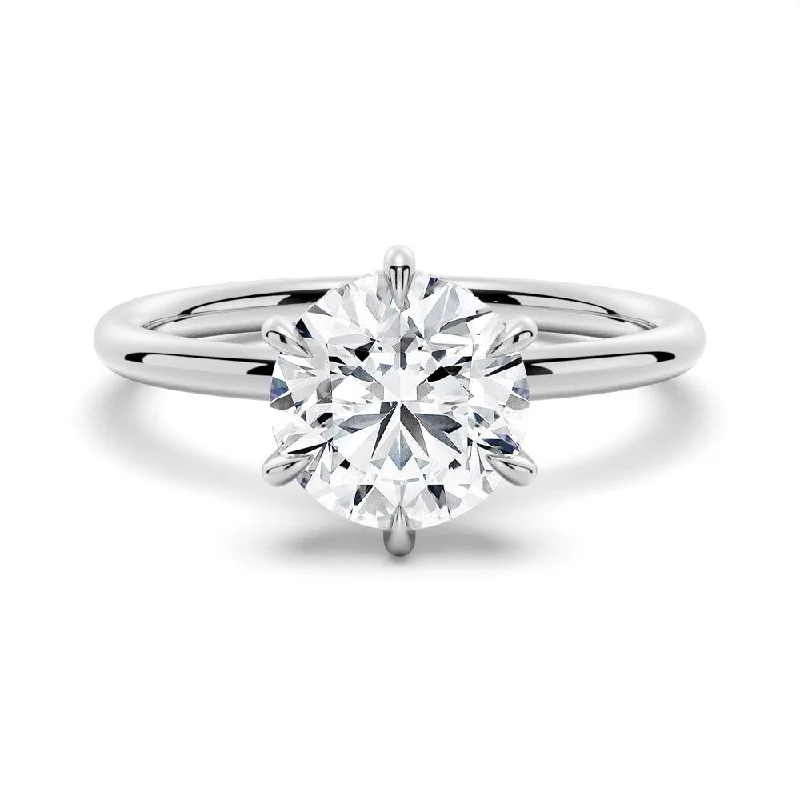 Women’s luxury engagement rings-Six-Prong Solitaire Moissanite Engagement Ring With Hidden Halo