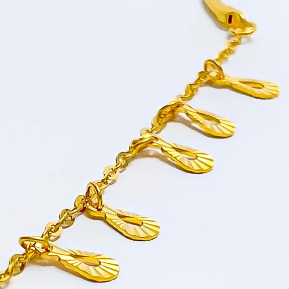 Women’s fashion crystal bangles-Ornate Dangling Drop 22k Gold Baby Bracelet