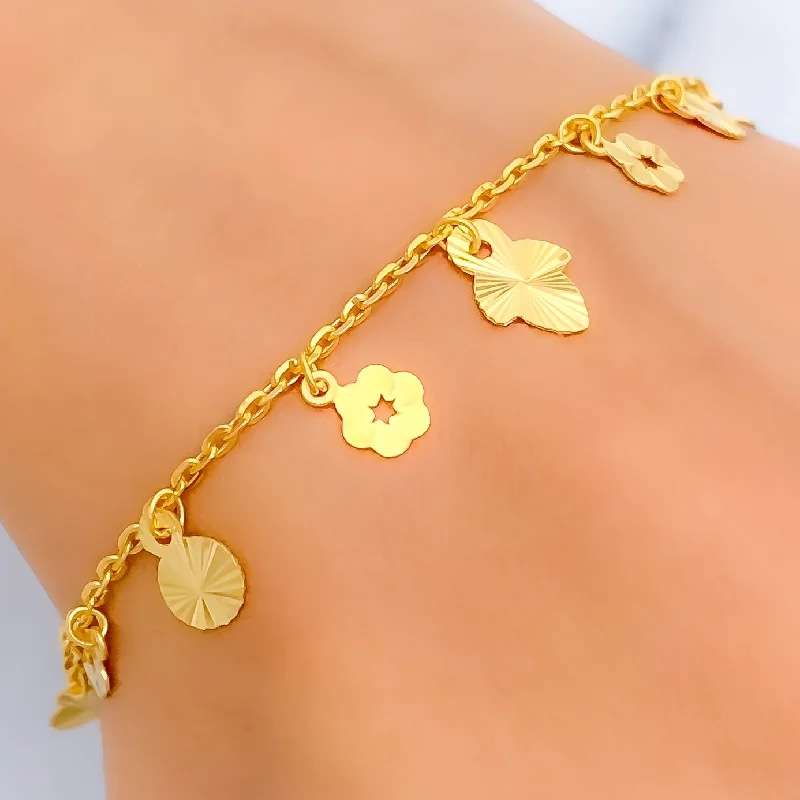 Women’s handmade bracelets-Lovely Shimmering 22K Gold Charm Bracelet