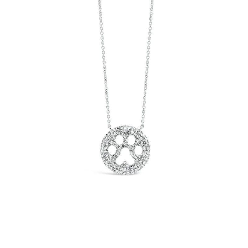 Women’s luxurious necklaces-Diamond Paw Print Cutout Pendant