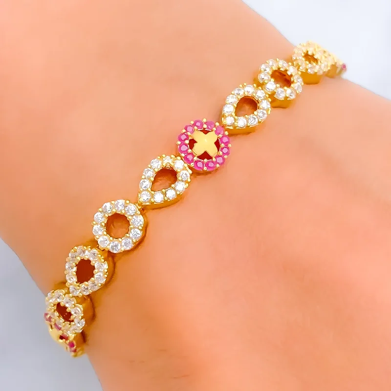 Women’s beaded bracelets-Attractive Dressy 22k Gold CZ Bracelet