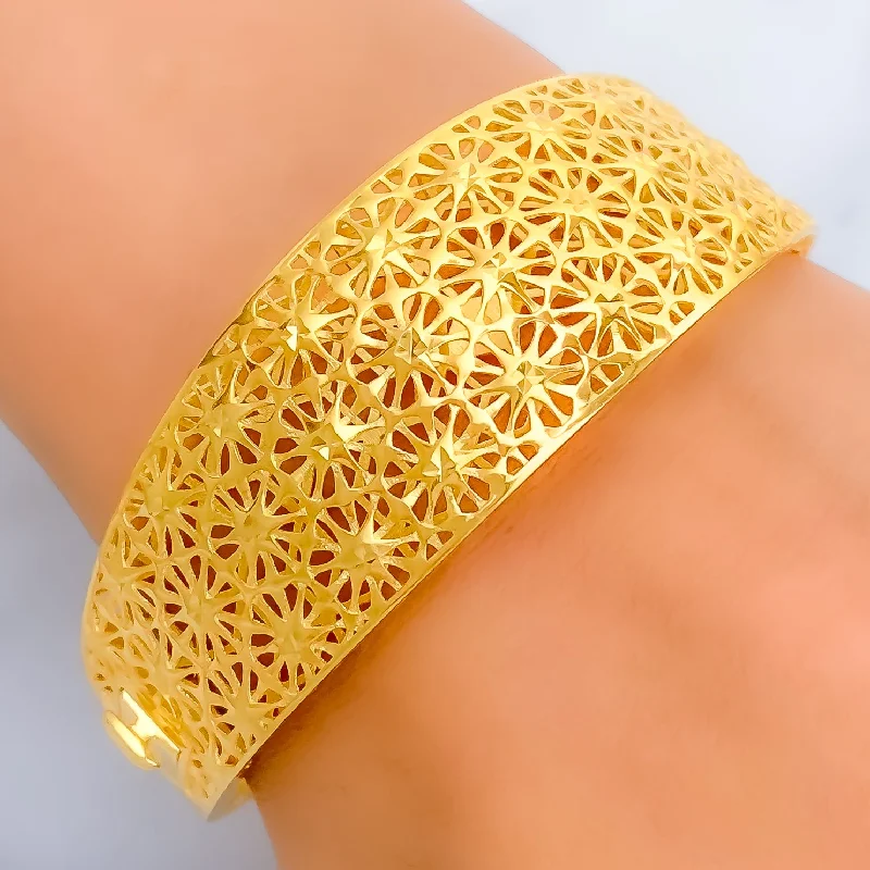 Women’s simple bangles-Fashionable Mesh 21k Gold  Bangle Bracelet