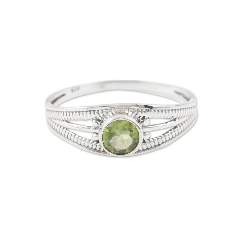 Women’s large rings-Novica Handmade Fortunate Eden Peridot Domed Single Stone Ring