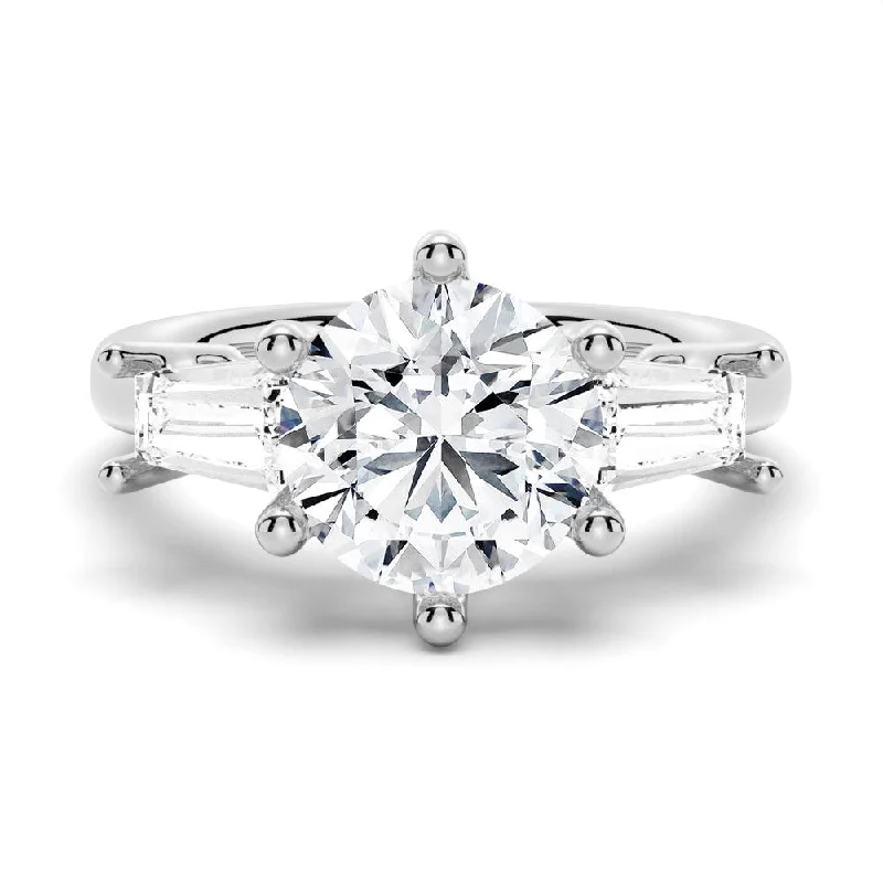 Women’s vintage engagement rings-Tapered Baguette Three Stone Engagement Ring [Ships within 24 hrs]