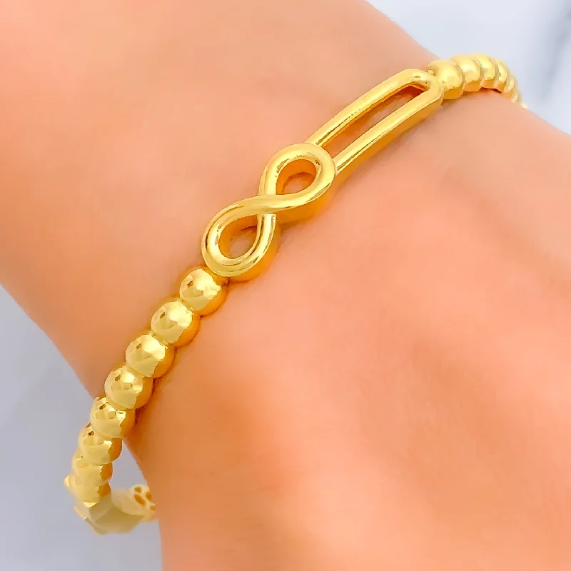 Women’s gemstone cuff bracelets-Special Infinity Loop 22k Gold Bangle Bracelet